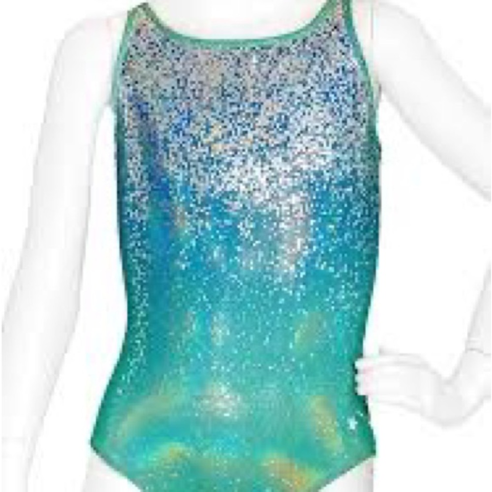 Silver and green destira leotard